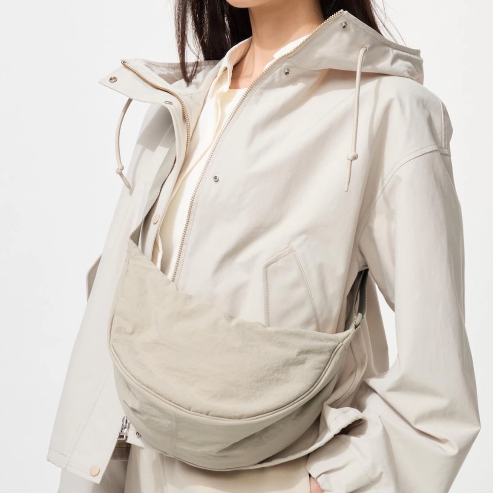 Uniqlo Beige Crescent Nylon Round Bag🥠 - Picture 2 of 15